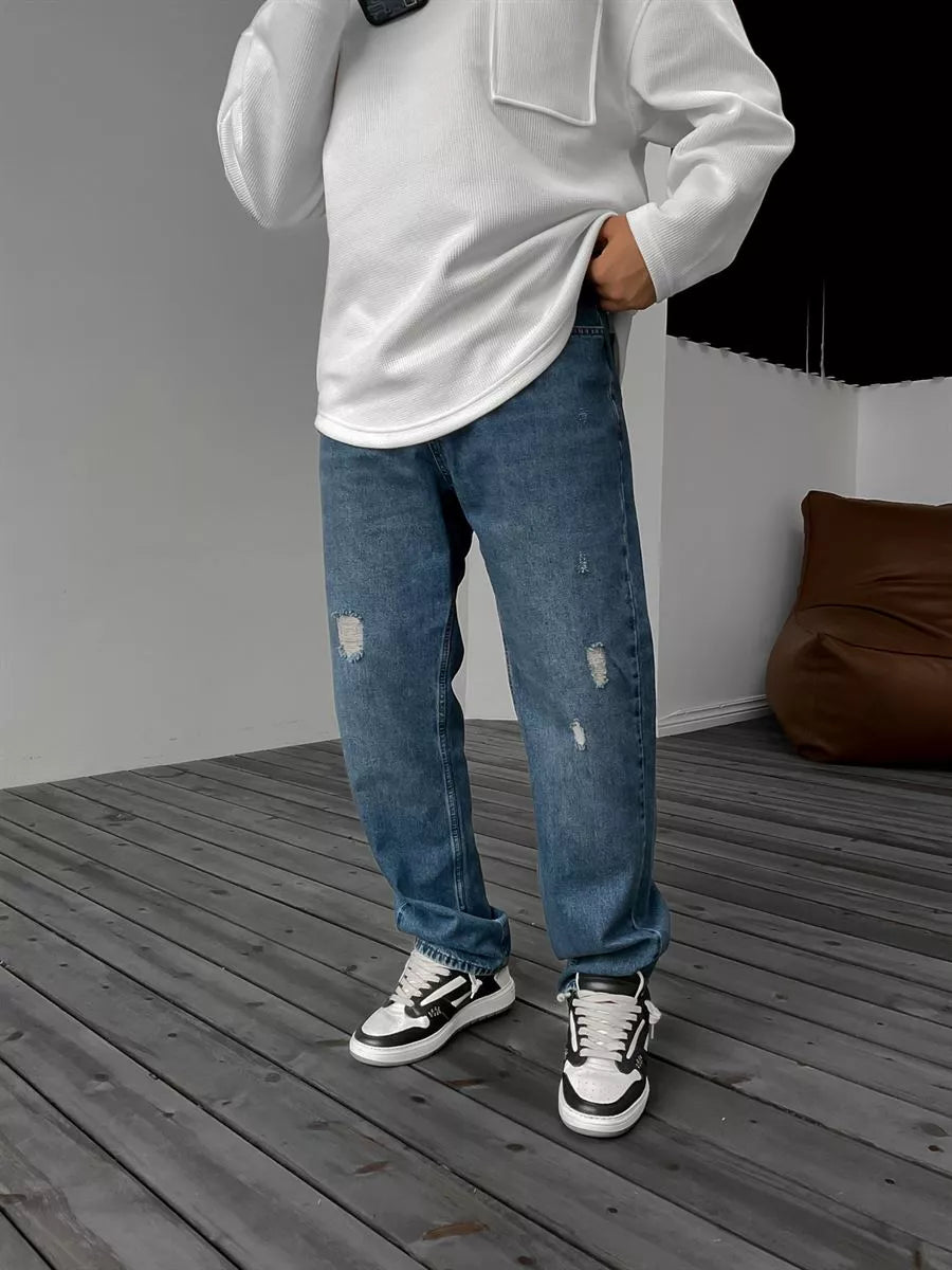 Blau Ripped Baggy Jeans BB7409