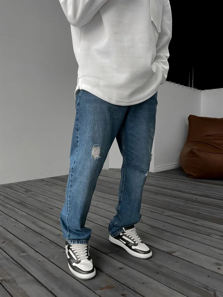 Blau Ripped Baggy Jeans BB7409