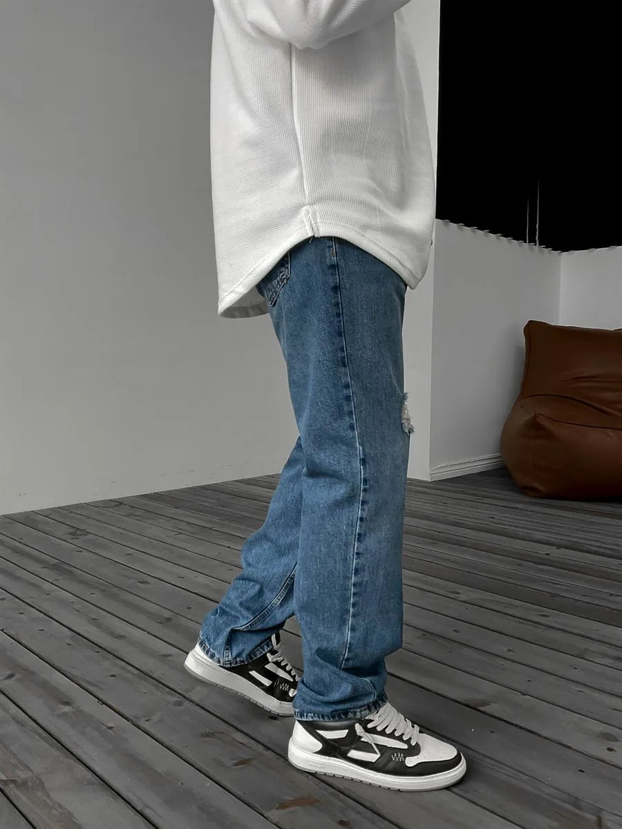 Blau Ripped Baggy Jeans BB7409