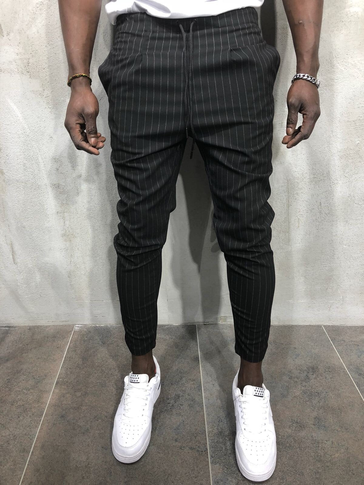 Black Banding Casual Jogger Pant A56 Streetwear Jogger Pants - Sneakerjeans