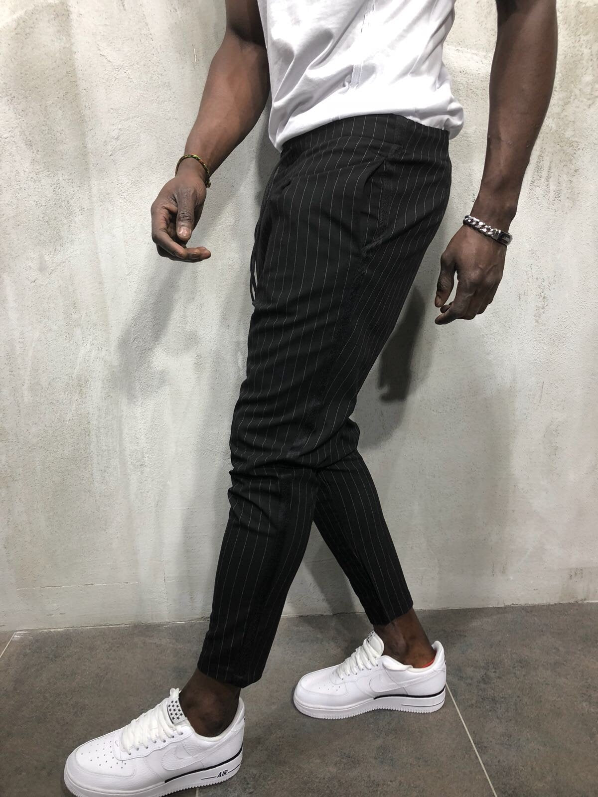 Black Banding Casual Jogger Pant A56 Streetwear Jogger Pants - Sneakerjeans