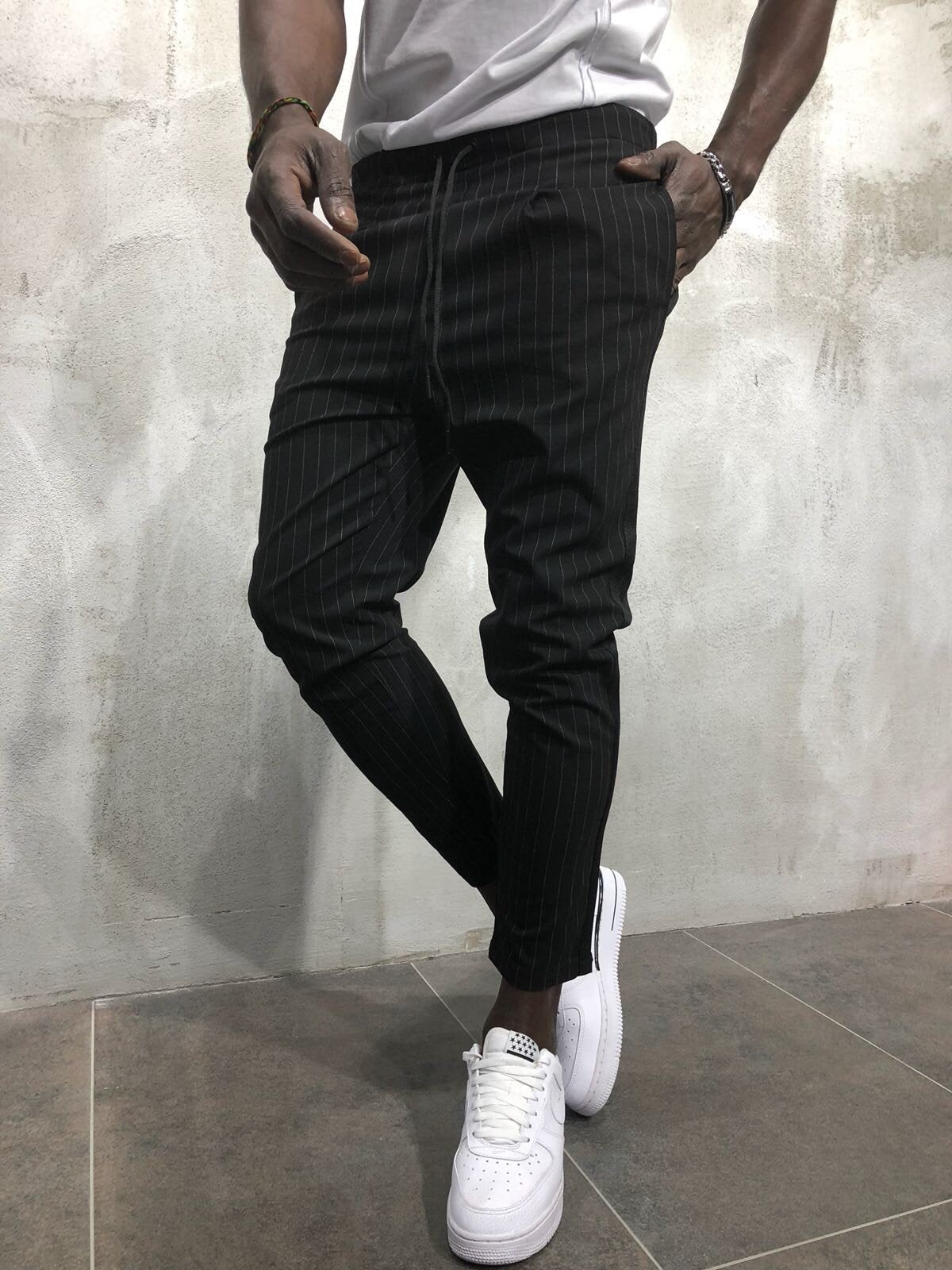 Black Banding Casual Jogger Pant A56 Streetwear Jogger Pants - Sneakerjeans