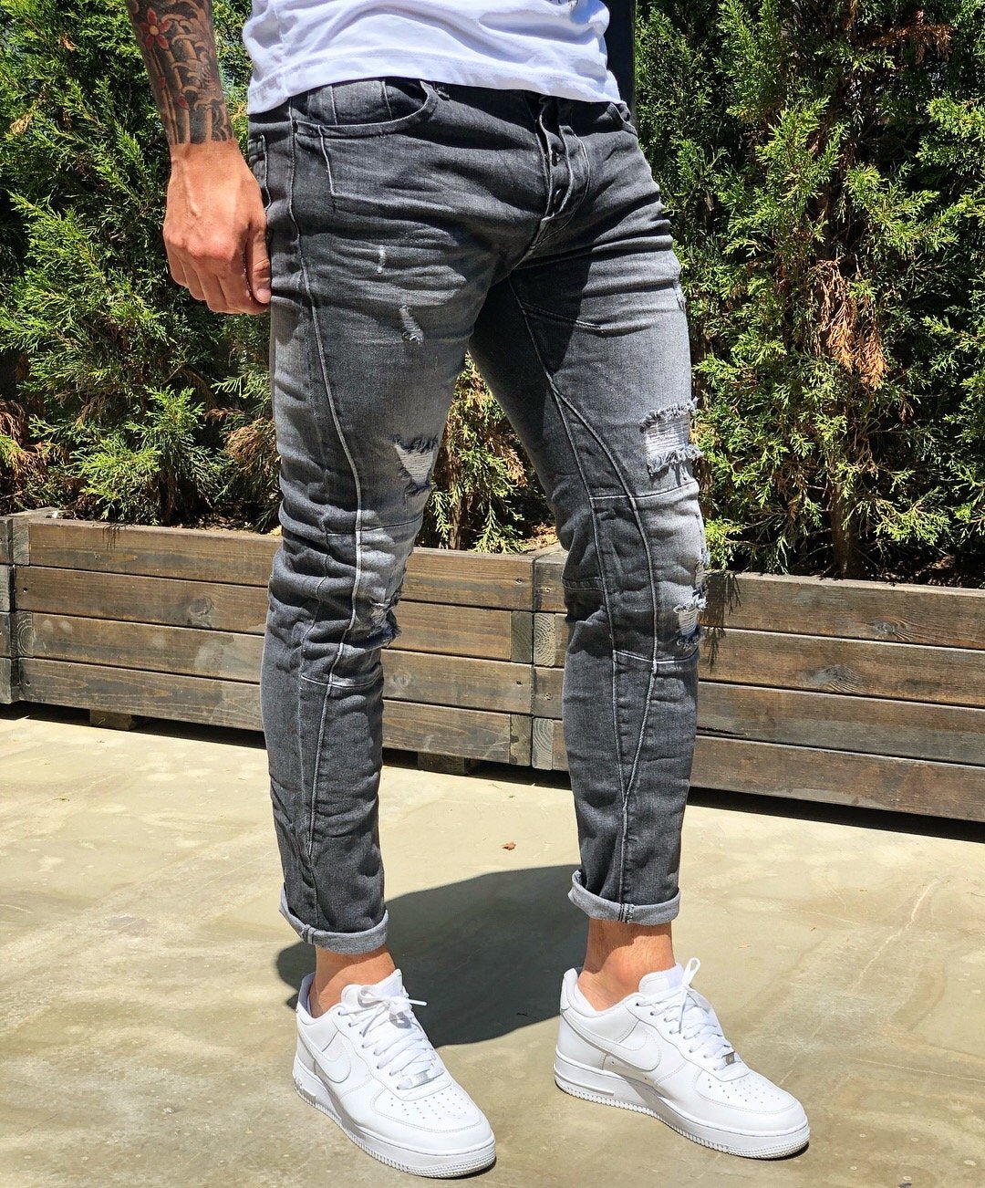 Black Distressed Skinny Fit Denim B260 Streetwear Jeans - Sneakerjeans