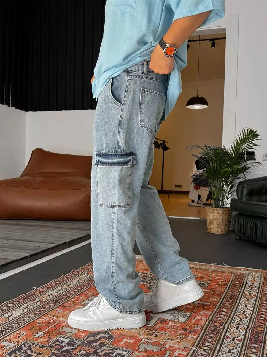 Blaue Baggy Cargohose BB7928 – von Baggymann | Streetwear für Damen & Herren