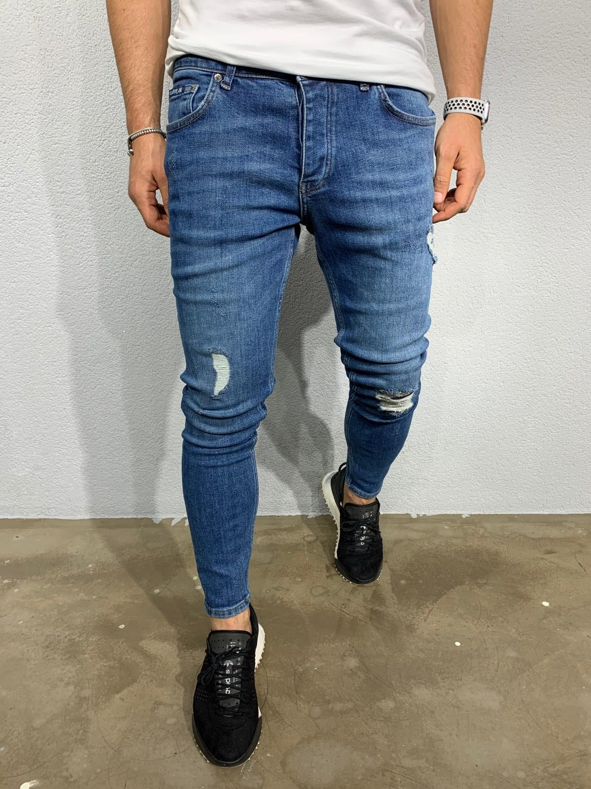 Blue Ripped Skinny Fit Jeans BI-044 Streetwear Jeans - Sneakerjeans