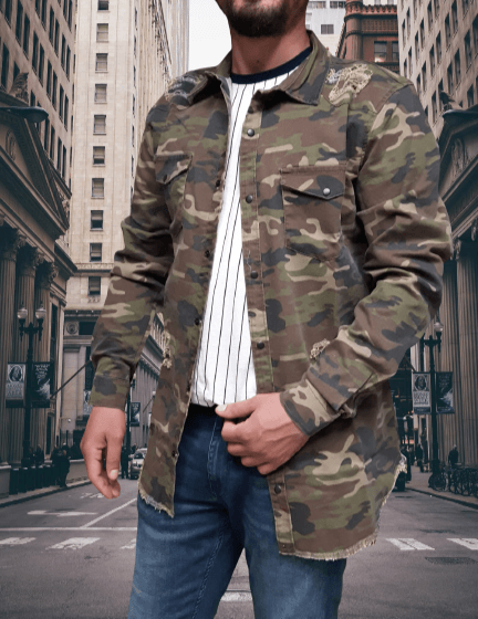 Camouflage Jacket KB154 Streetwear Suede Jacket