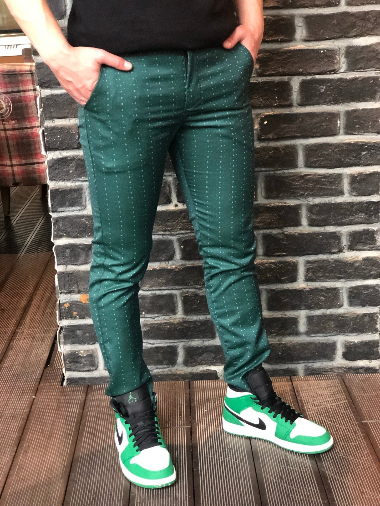 Green Slim Fit Casual Pant DJ110 Streetwear Pant - Sneakerjeans