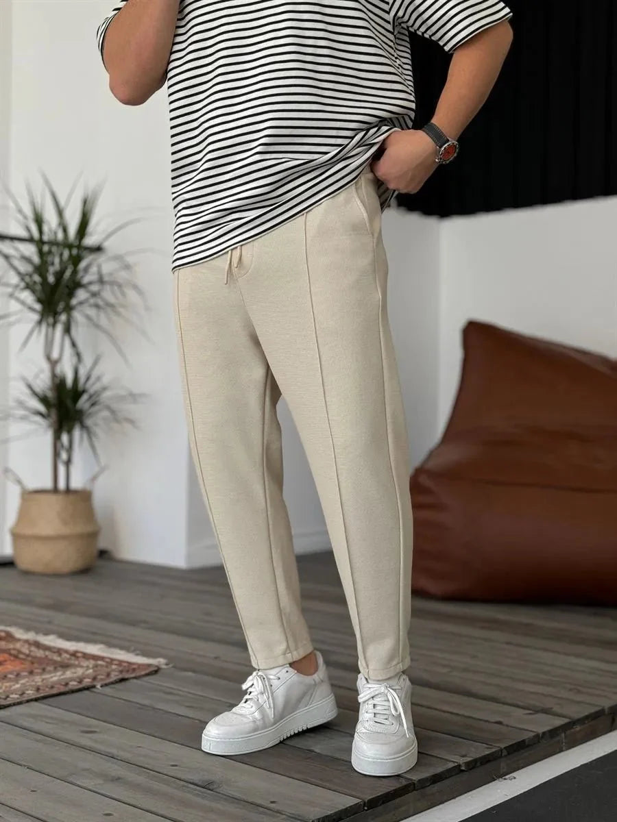 Jogger Hose Beige Waffelstoff BB7549 – von Baggymann | Streetwear für Damen & Herren
