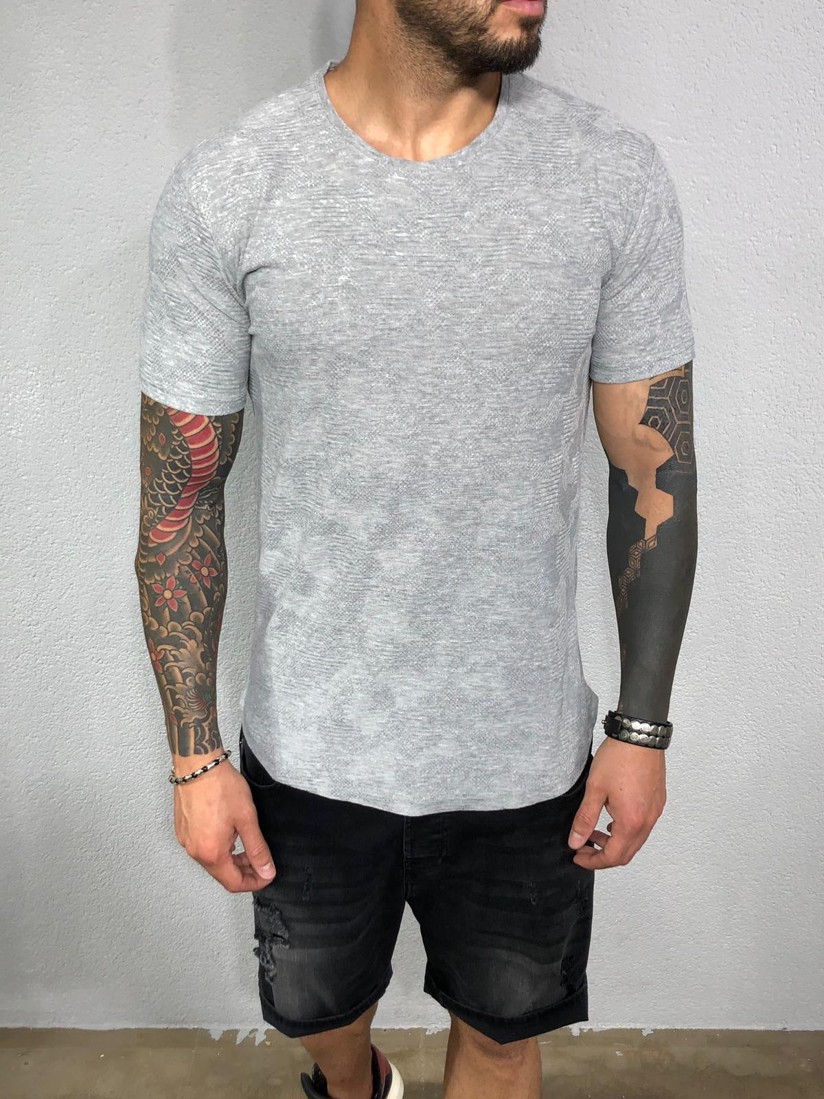 Light Gray Pattern Mens T-Shirt BL524 Streetwear Mens T-Shirts - Sneakerjeans