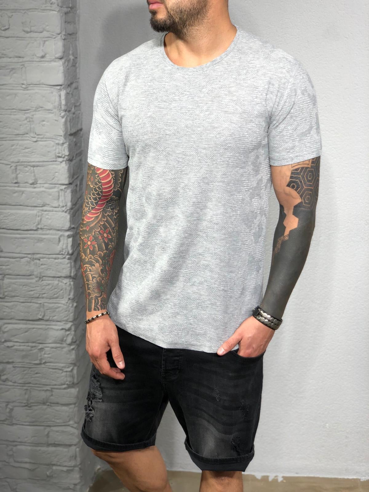 Light Gray Pattern Mens T-Shirt BL524 Streetwear Mens T-Shirts - Sneakerjeans
