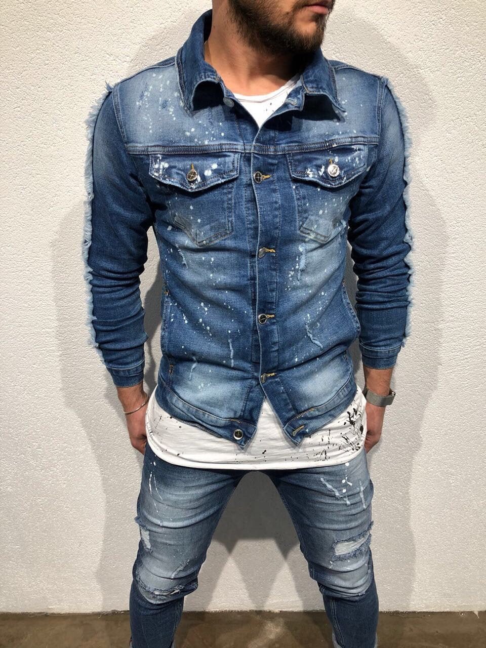 Printed Denim Jacket B79 Streetwear Denim Jacket - Sneakerjeans