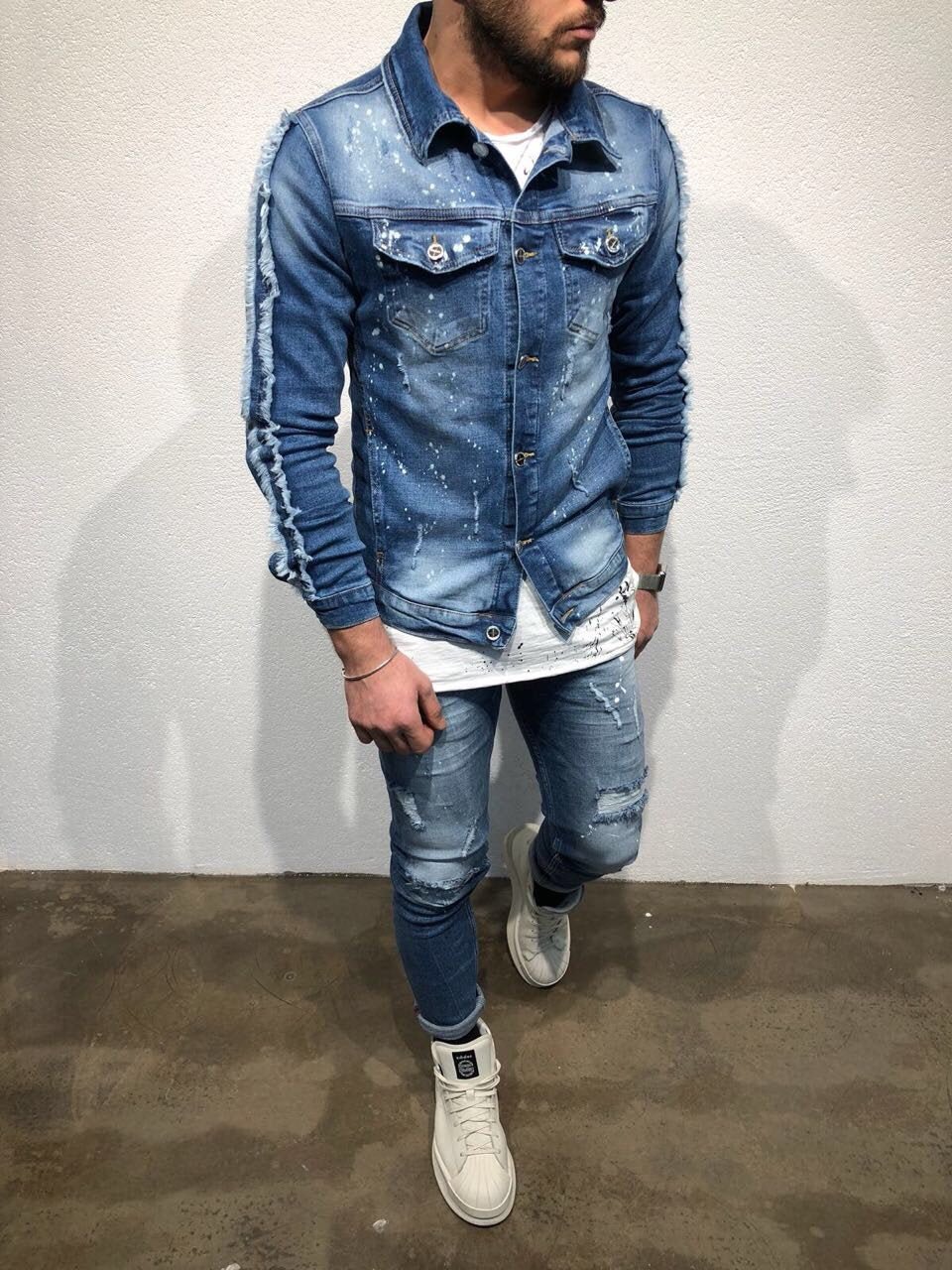 Printed Denim Jacket B79 Streetwear Denim Jacket - Sneakerjeans