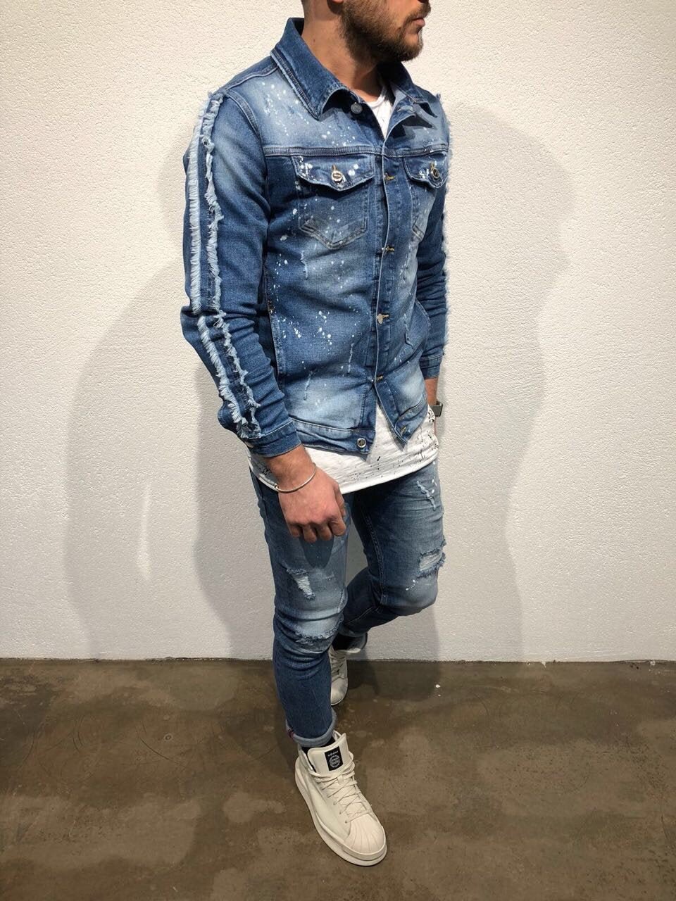Printed Denim Jacket B79 Streetwear Denim Jacket - Sneakerjeans