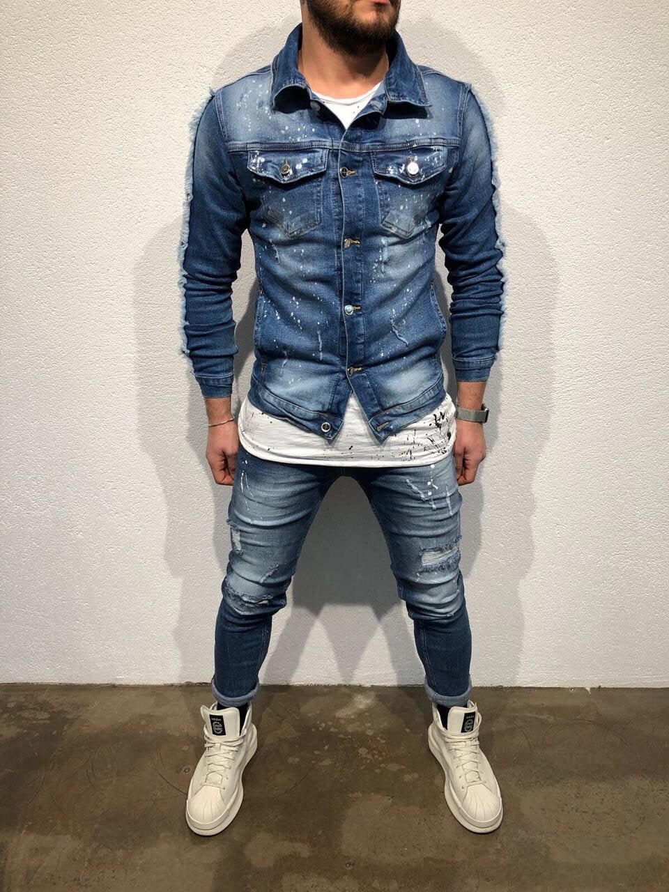 Printed Denim Jacket B79 Streetwear Denim Jacket - Sneakerjeans