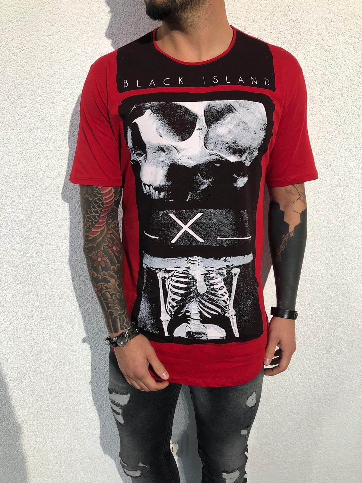 Red Oversize Printed T-Shirt BL134 Streetwear T-Shirts - Sneakerjeans
