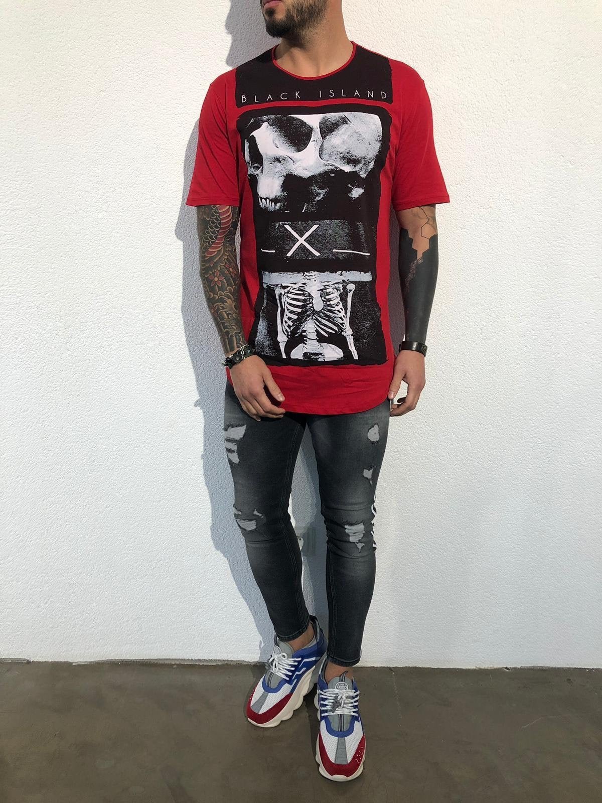 Red Oversize Printed T-Shirt BL134 Streetwear T-Shirts - Sneakerjeans