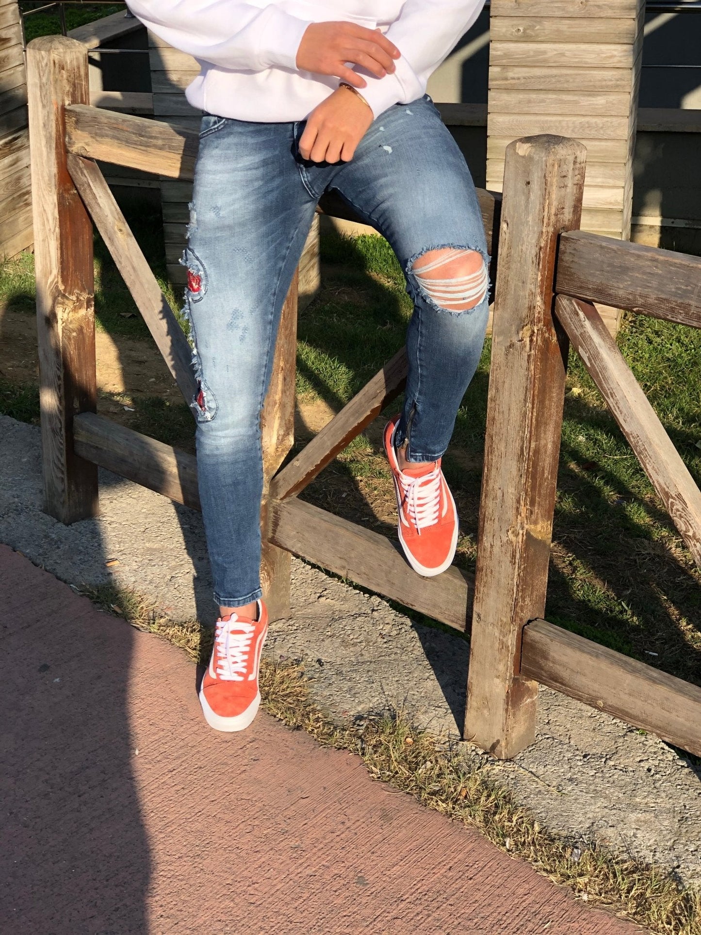 Sneakerjeans - Blue Snake Patched Jeans Skinny Jeans AY451 - Sneakerjeans