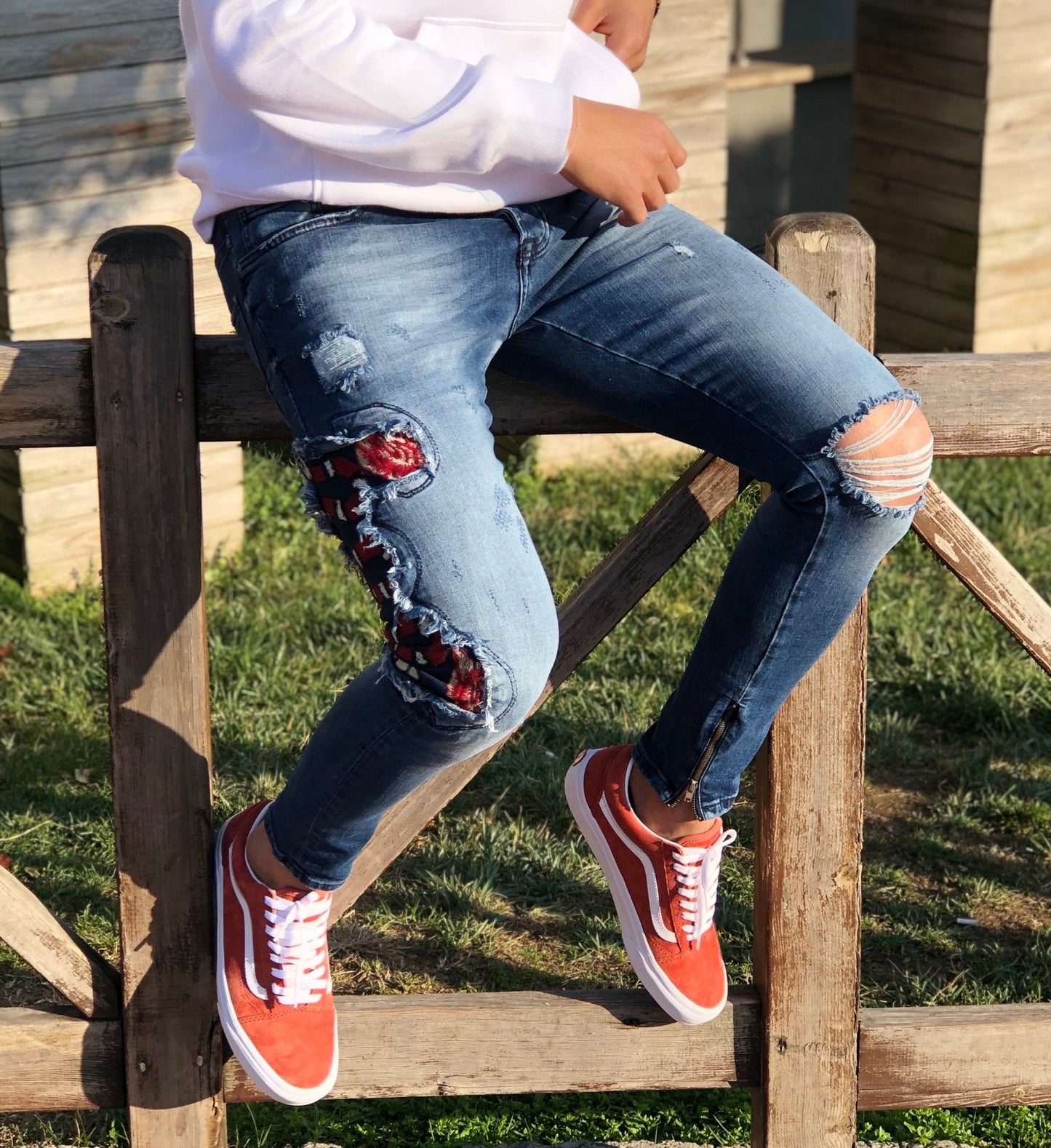 Sneakerjeans - Blue Snake Patched Jeans Skinny Jeans AY451 - Sneakerjeans