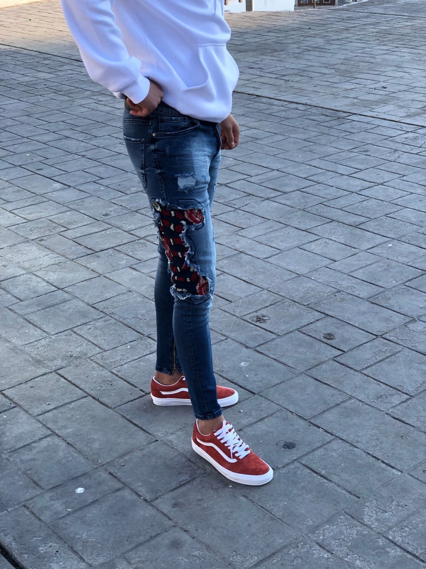 Sneakerjeans - Blue Snake Patched Jeans Skinny Jeans AY451 - Sneakerjeans