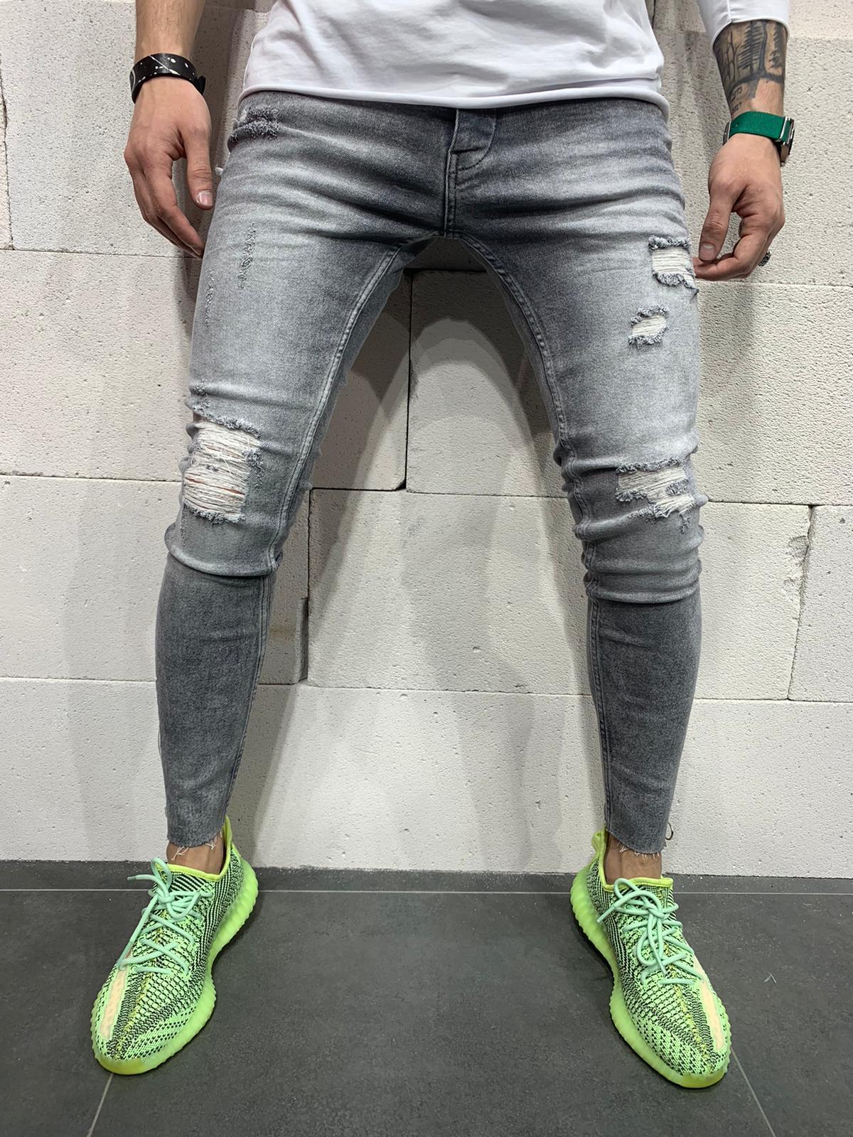 Sneakerjeans Gray Skinny Ripped Jeans AY782