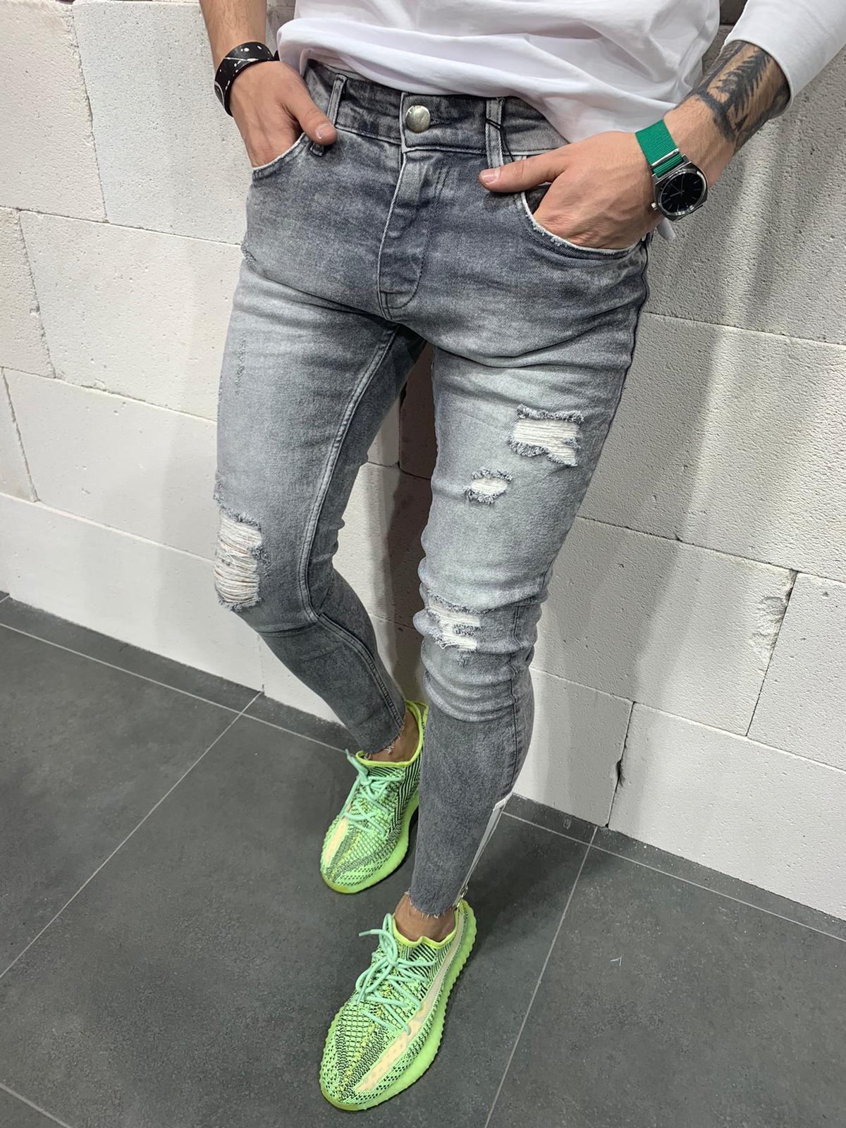 Sneakerjeans Gray Skinny Ripped Jeans AY782