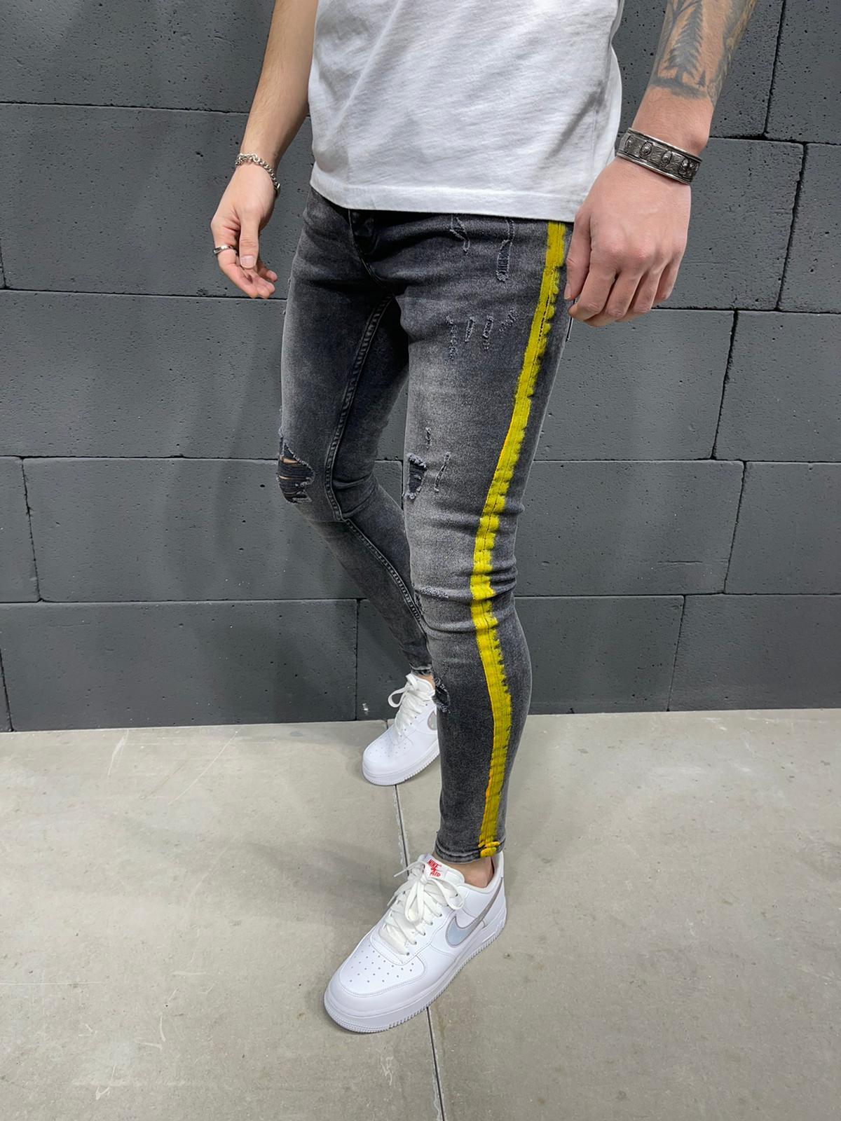 Sneakerjeans Gestreifte zerrissene Jeans AY248