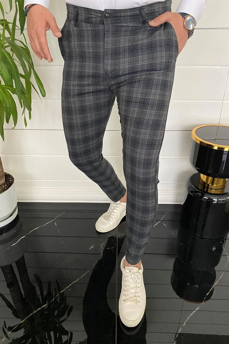 Black Checkered Pant MM1392 mensrippedjeans