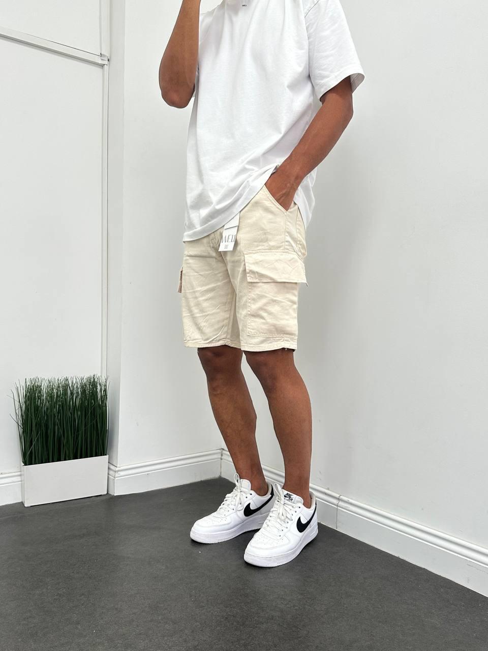 Beige Short Cargohose BB5555 – von Baggymann | Streetwear für Damen & Herren