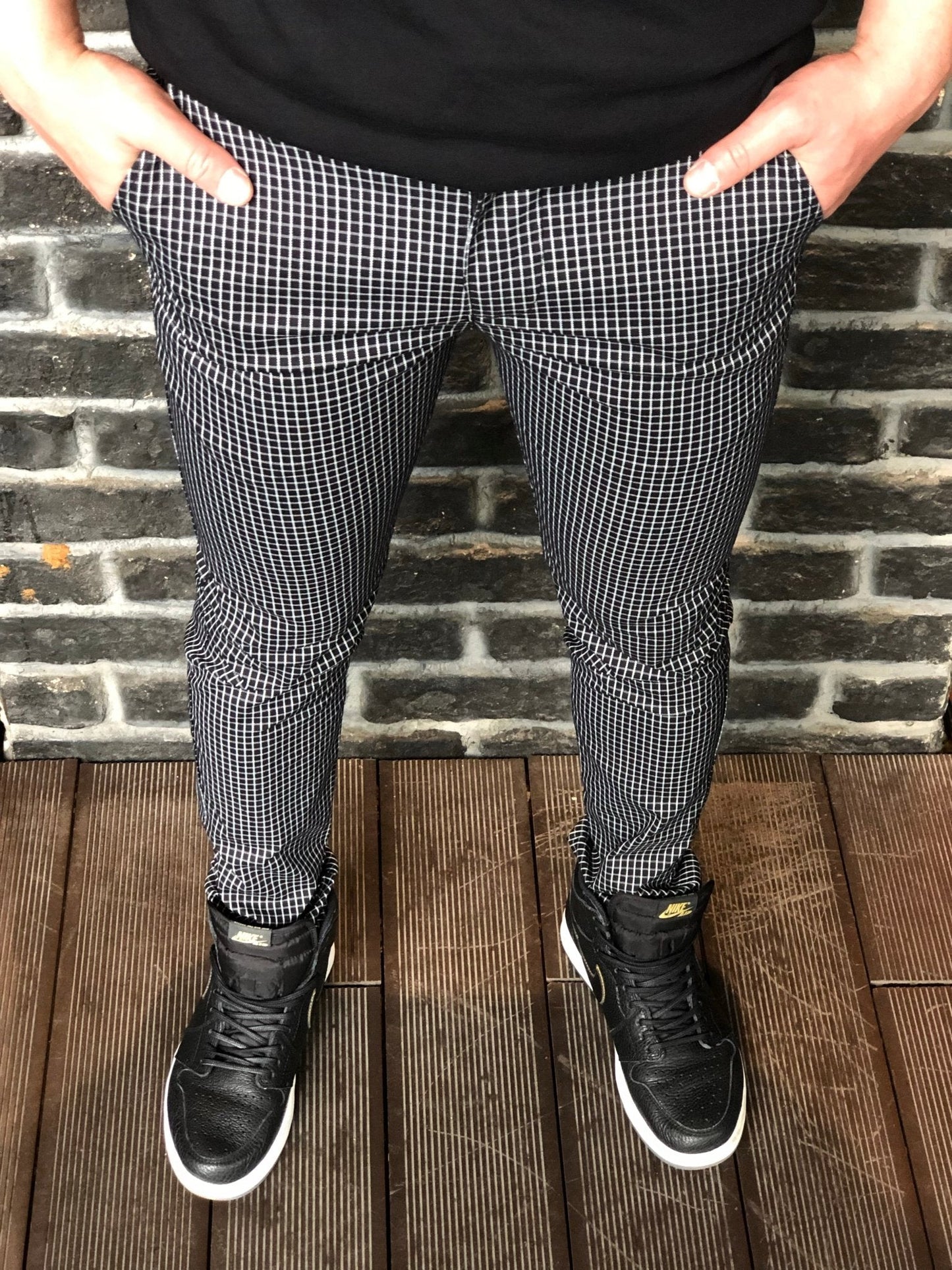 Black Pattern Slim Fit Casual Mens Pant DJ182 Mens Pant - Sneakerjeans