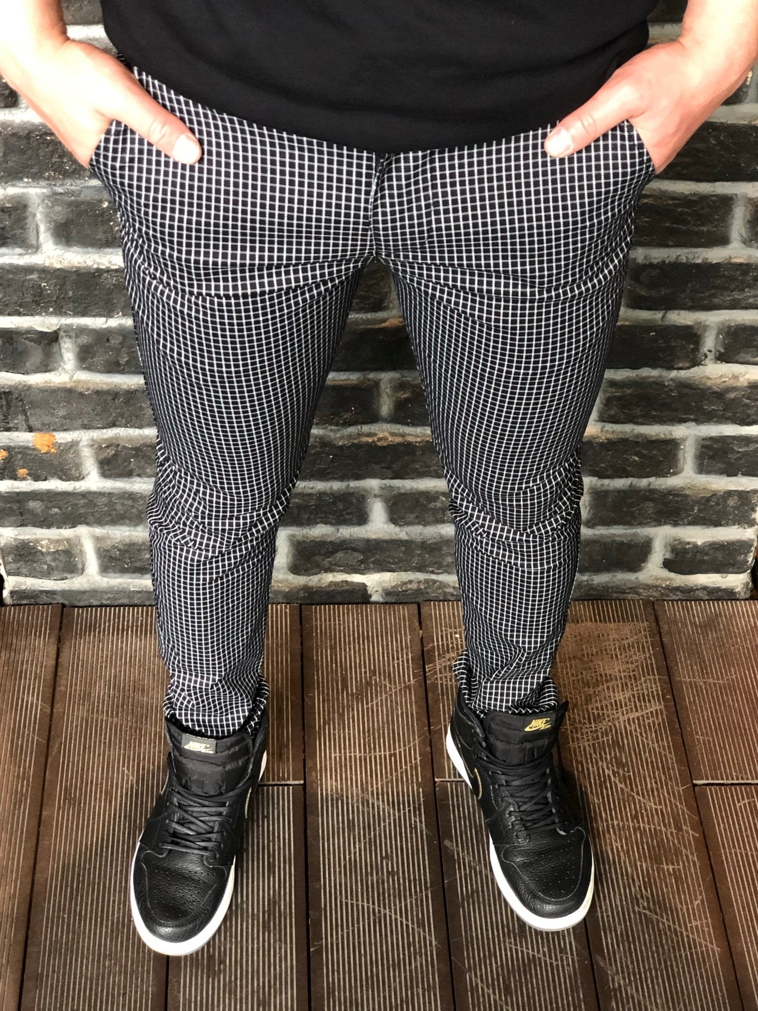 Black Pattern Slim Fit Casual Mens Pant DJ182 Mens Pant - Sneakerjeans