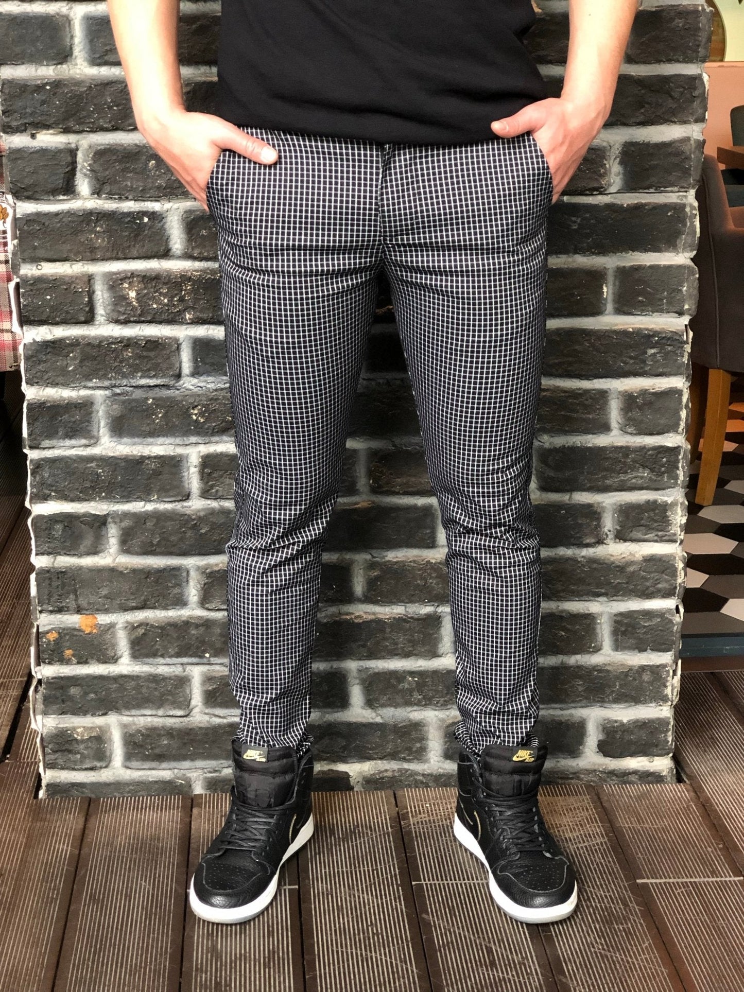 Black Pattern Slim Fit Casual Mens Pant DJ182 Mens Pant - Sneakerjeans