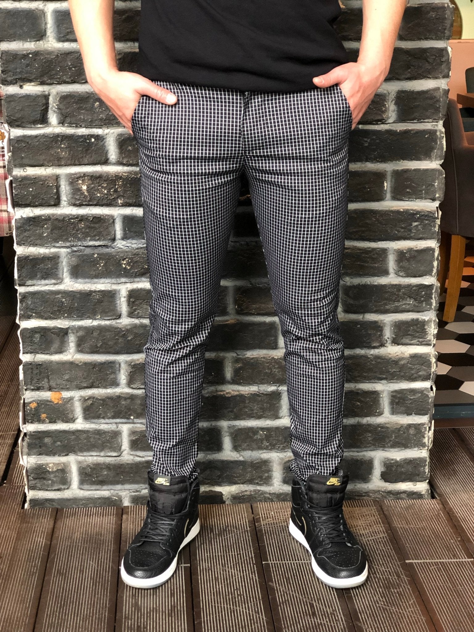 Black Pattern Slim Fit Casual Mens Pant DJ182 Mens Pant - Sneakerjeans