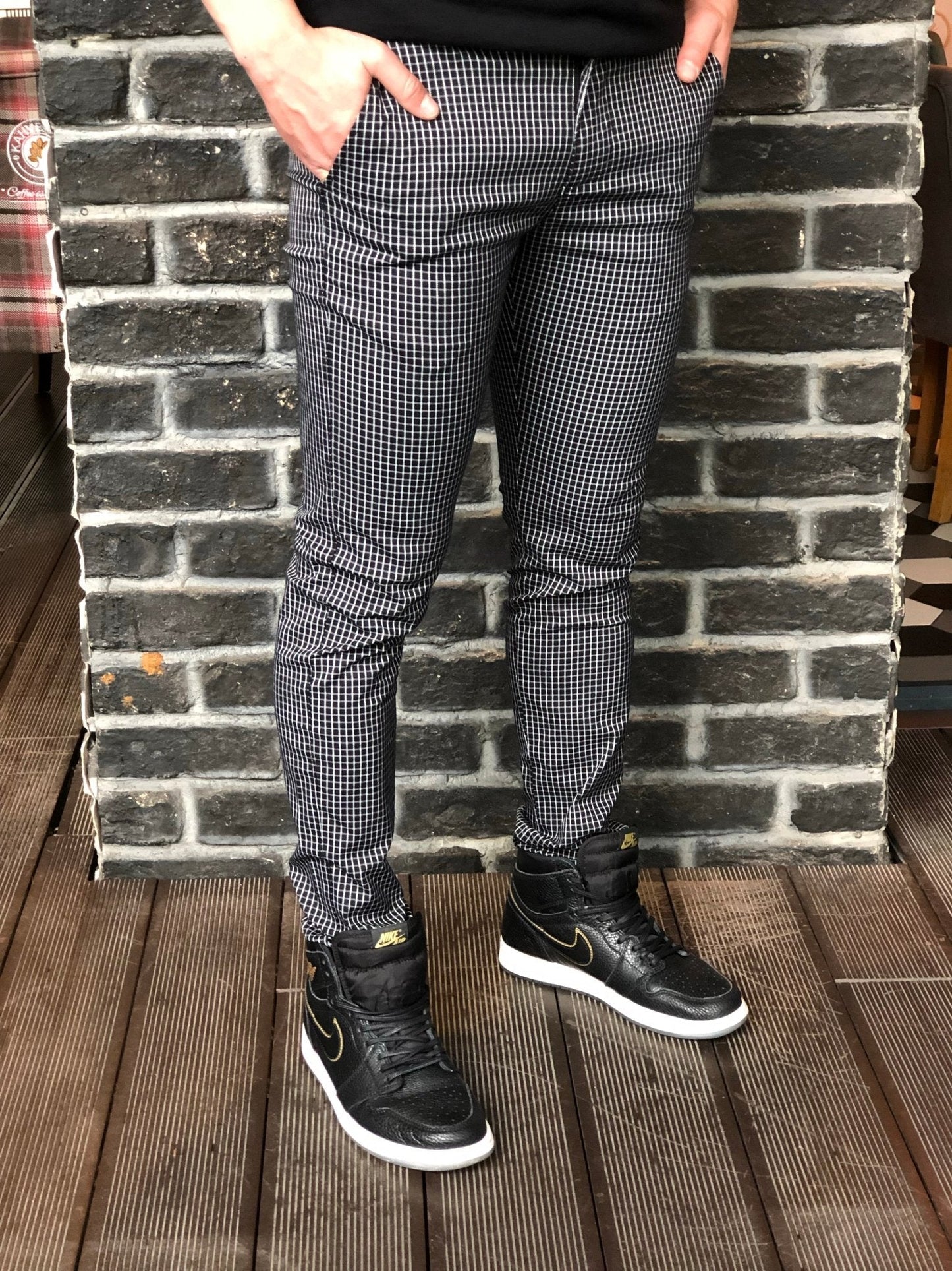 Black Pattern Slim Fit Casual Mens Pant DJ182 Mens Pant - Sneakerjeans