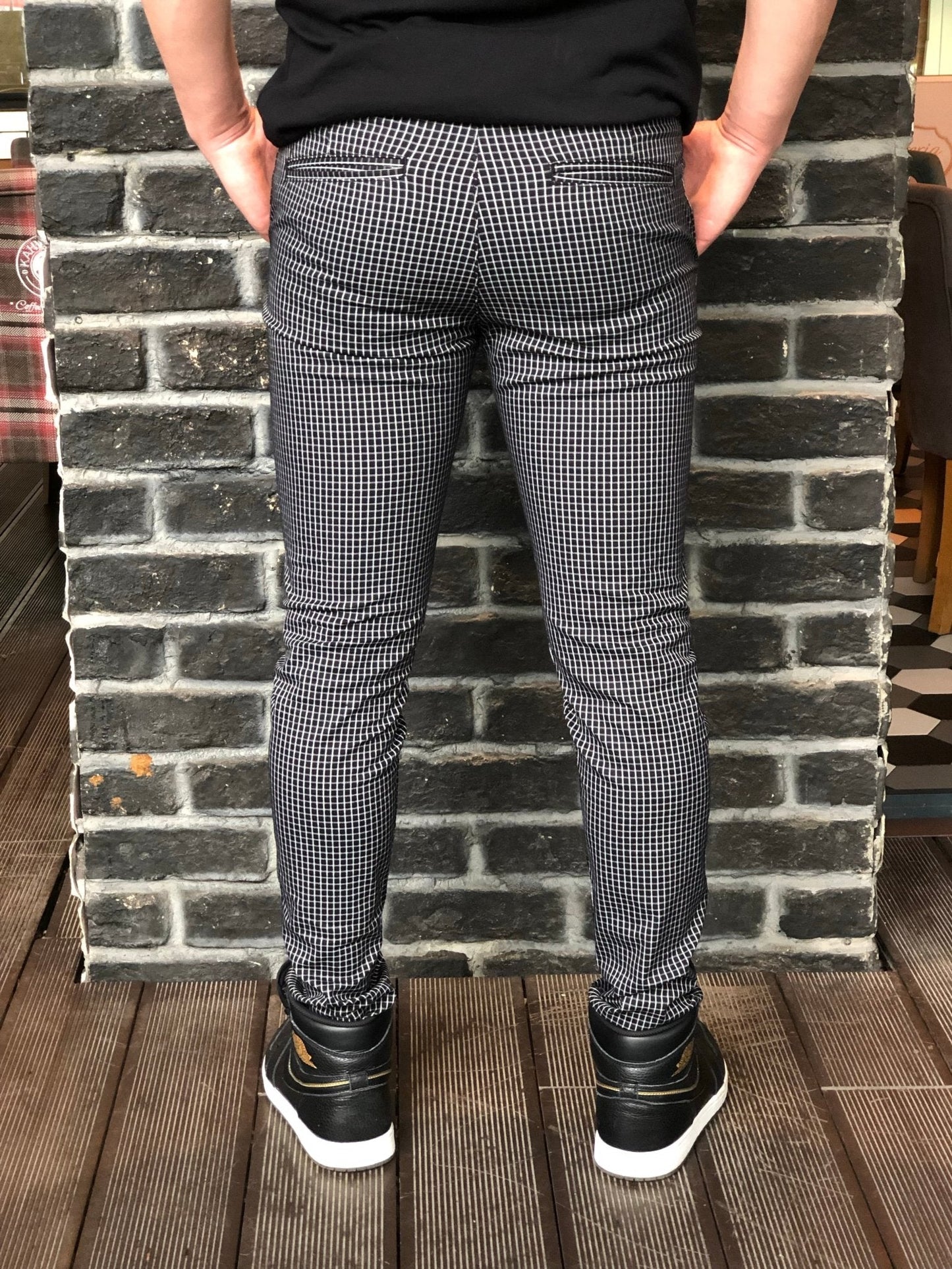 Black Pattern Slim Fit Casual Mens Pant DJ182 Mens Pant - Sneakerjeans