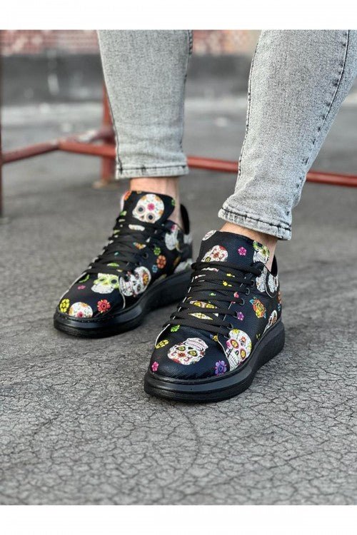 Schwarzer Totenkopf-Sneaker WG501