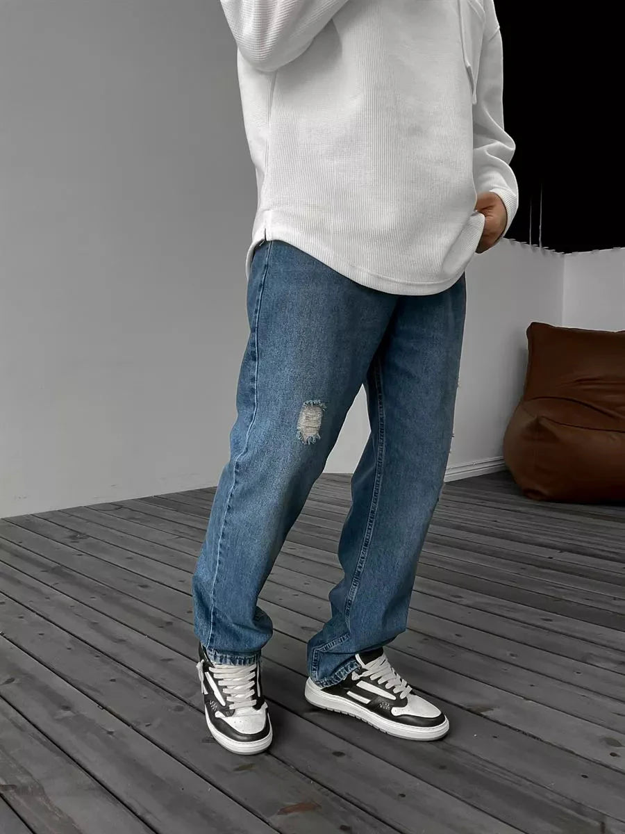 Blau Ripped Baggy Jeans BB7409 – von Baggymann | Streetwear für Damen & Herren