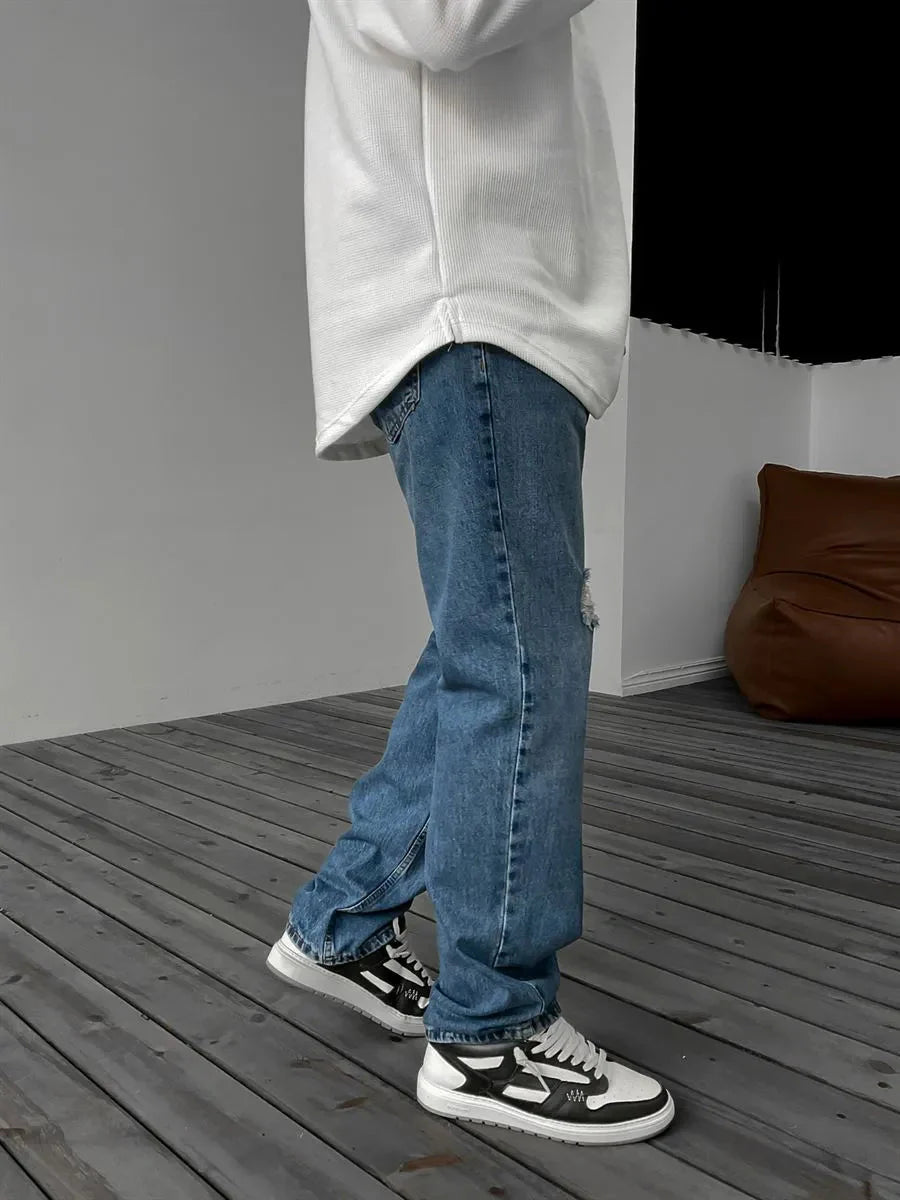 Blau Ripped Baggy Jeans BB7409 – von Baggymann | Streetwear für Damen & Herren