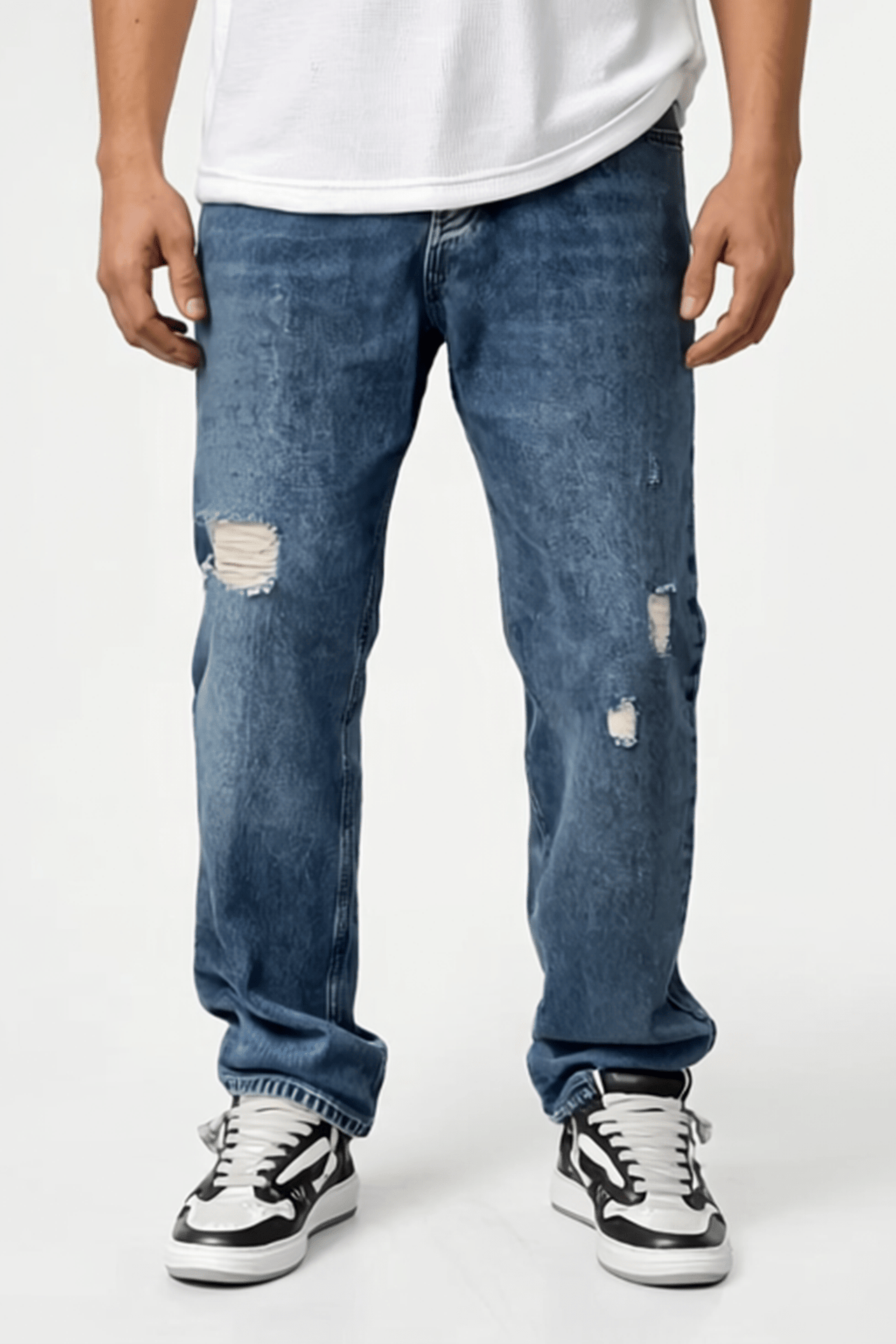 Blau Ripped Baggy Jeans BB7409 – von Baggymann | Streetwear für Damen & Herren
