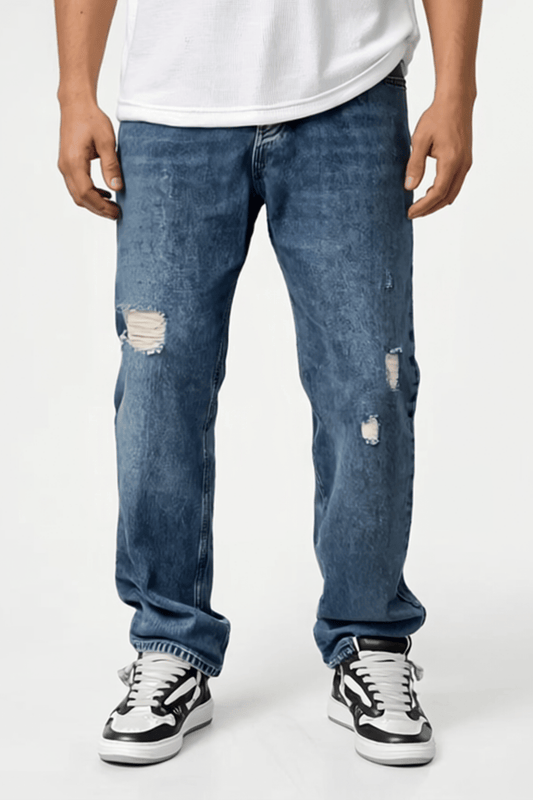 Blau Ripped Baggy Jeans BB7409 – von Baggymann | Streetwear für Damen & Herren