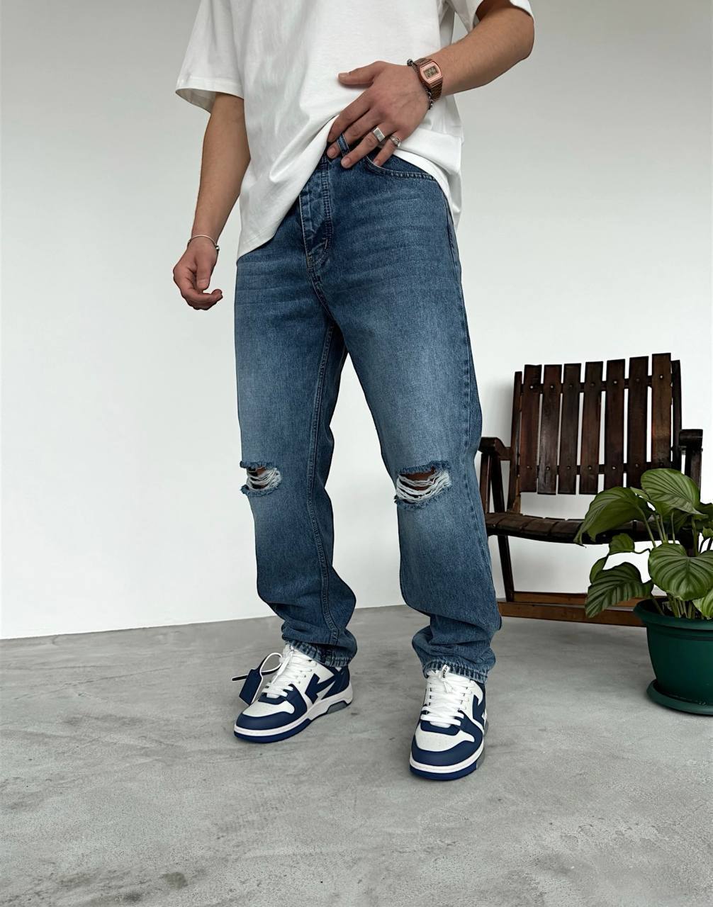 Blau Ripped Jeans BB6281 – von Baggymann | Streetwear für Damen & Herren