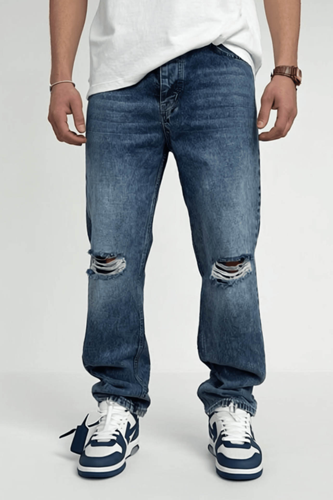 Blau Ripped Jeans BB6281 – von Baggymann | Streetwear für Damen & Herren