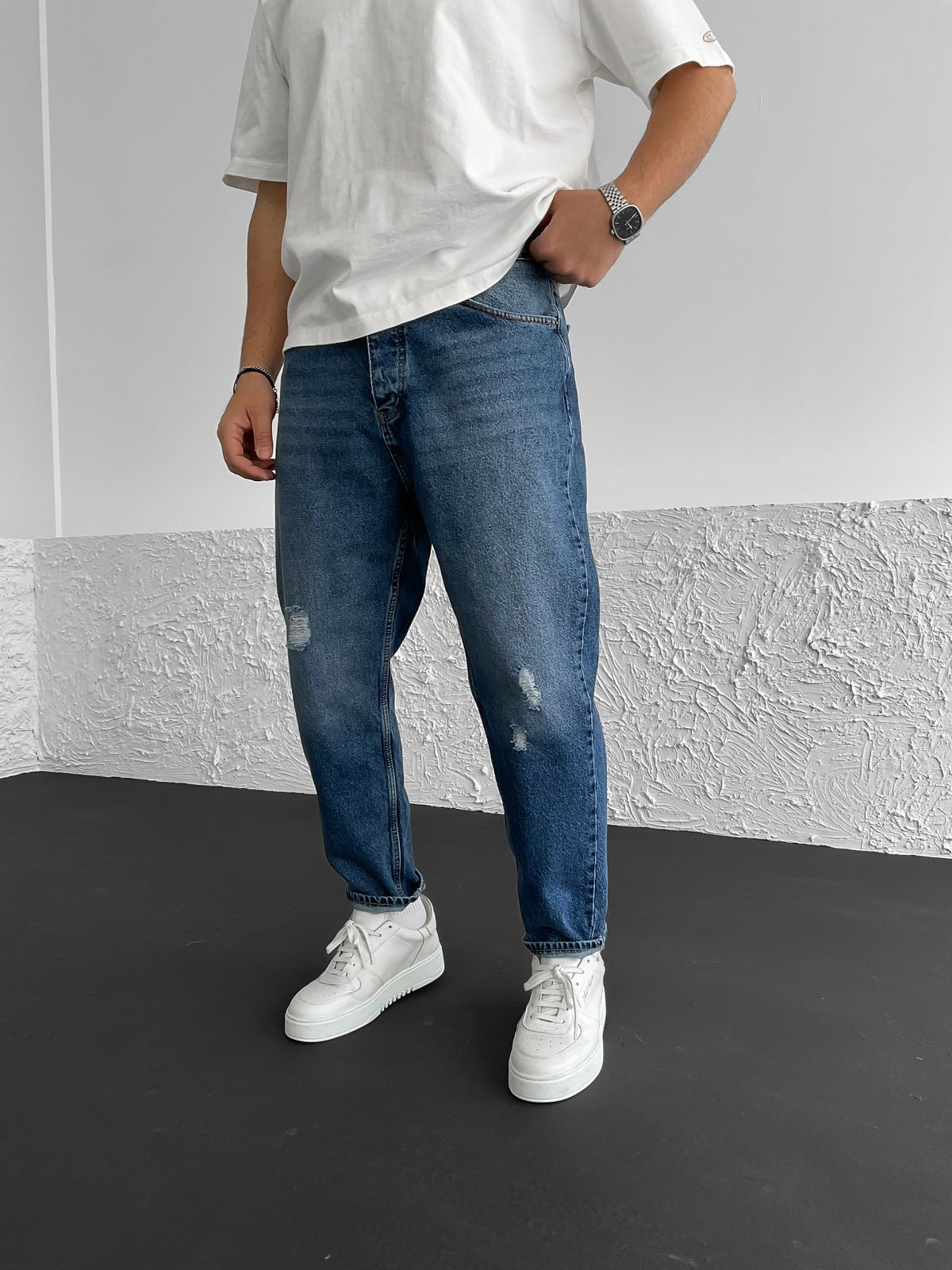 Blau Ripped Jeans BB6436 – von Baggymann | Streetwear für Damen & Herren