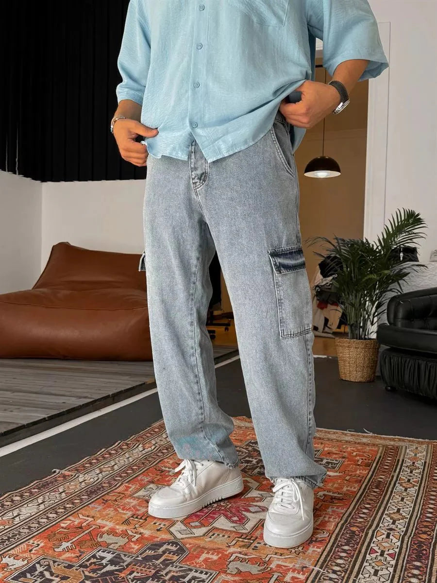 Blaue Baggy Cargohose BB7928 – von Baggymann | Streetwear für Damen & Herren