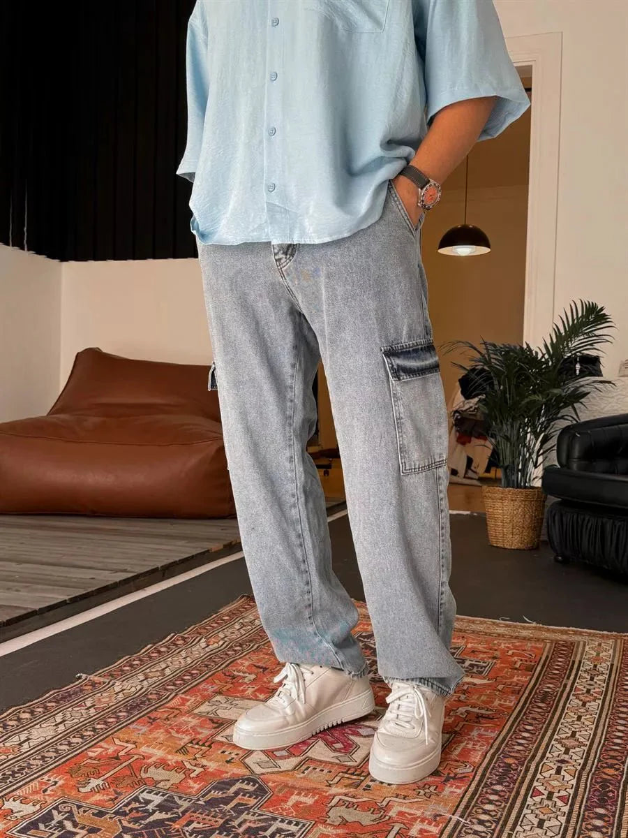 Blaue Baggy Cargohose BB7928 – von Baggymann | Streetwear für Damen & Herren