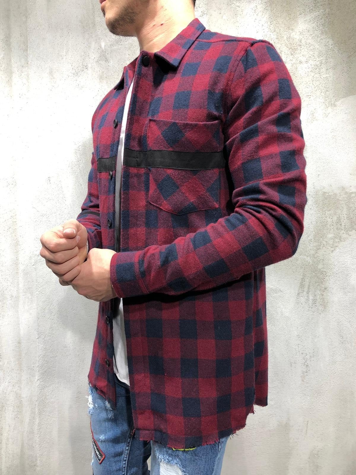 Bordeaux Checkered Oversized Shirt A248 Streetwear Shirt - Sneakerjeans