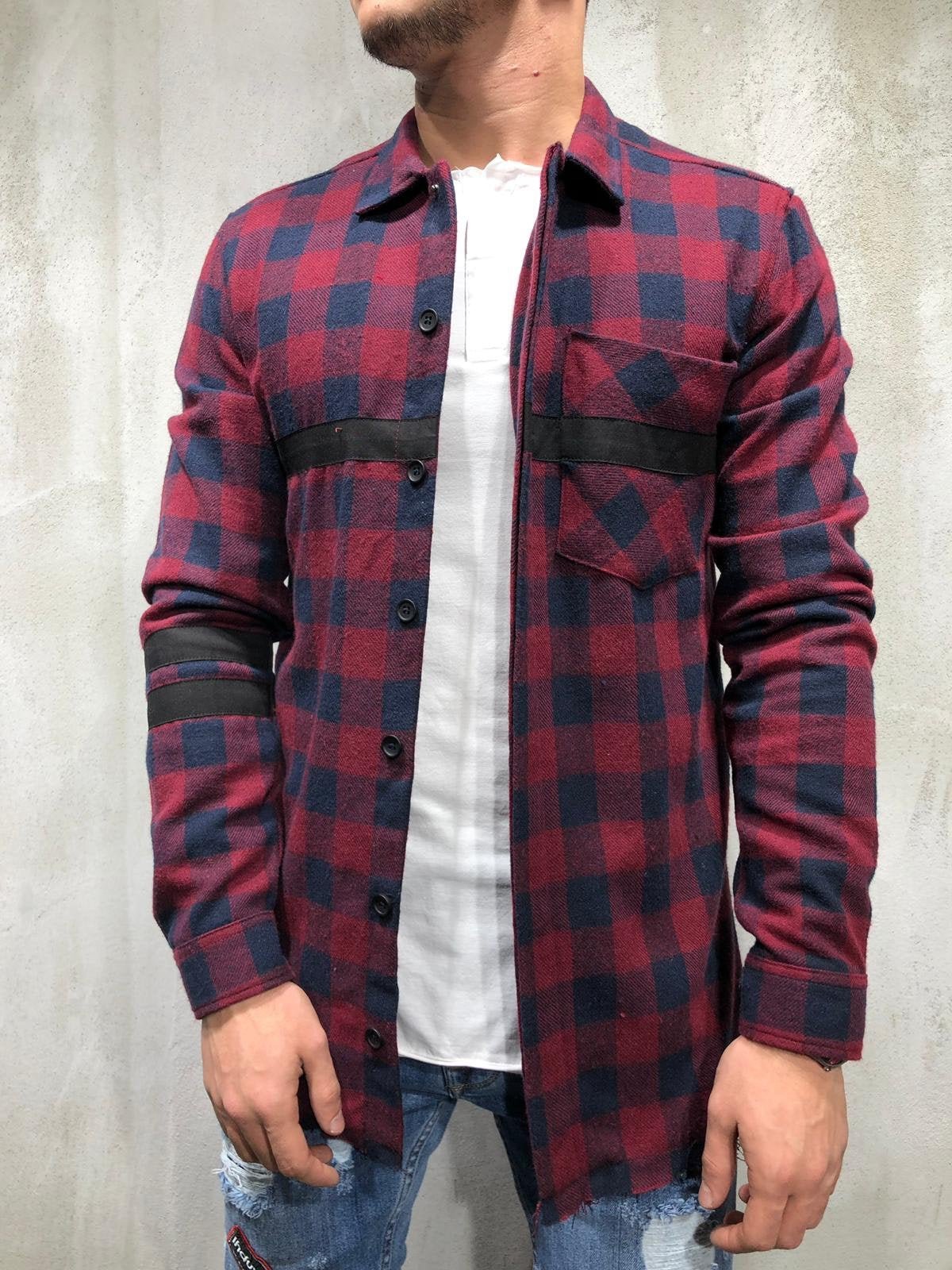 Bordeaux Checkered Oversized Shirt A248 Streetwear Shirt - Sneakerjeans