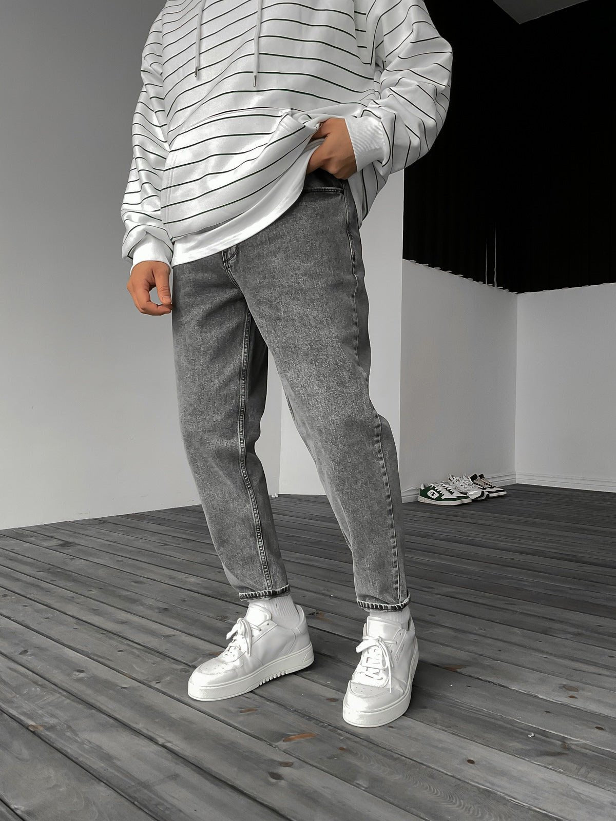 Dunkel Grau Boyfriend Jeans BB6163 – von Baggymann | Streetwear für Damen & Herren