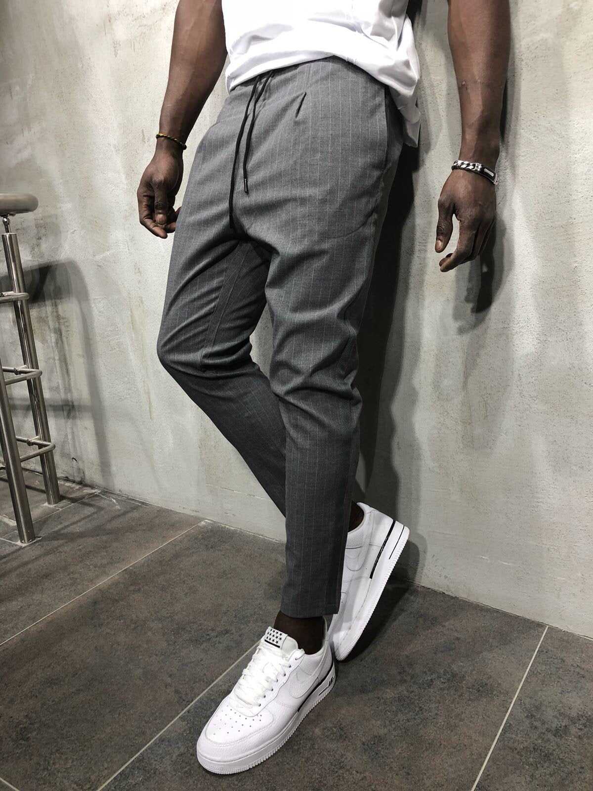 Gray Banding Casual Jogger Pant A56 Streetwear Jogger Pants - Sneakerjeans