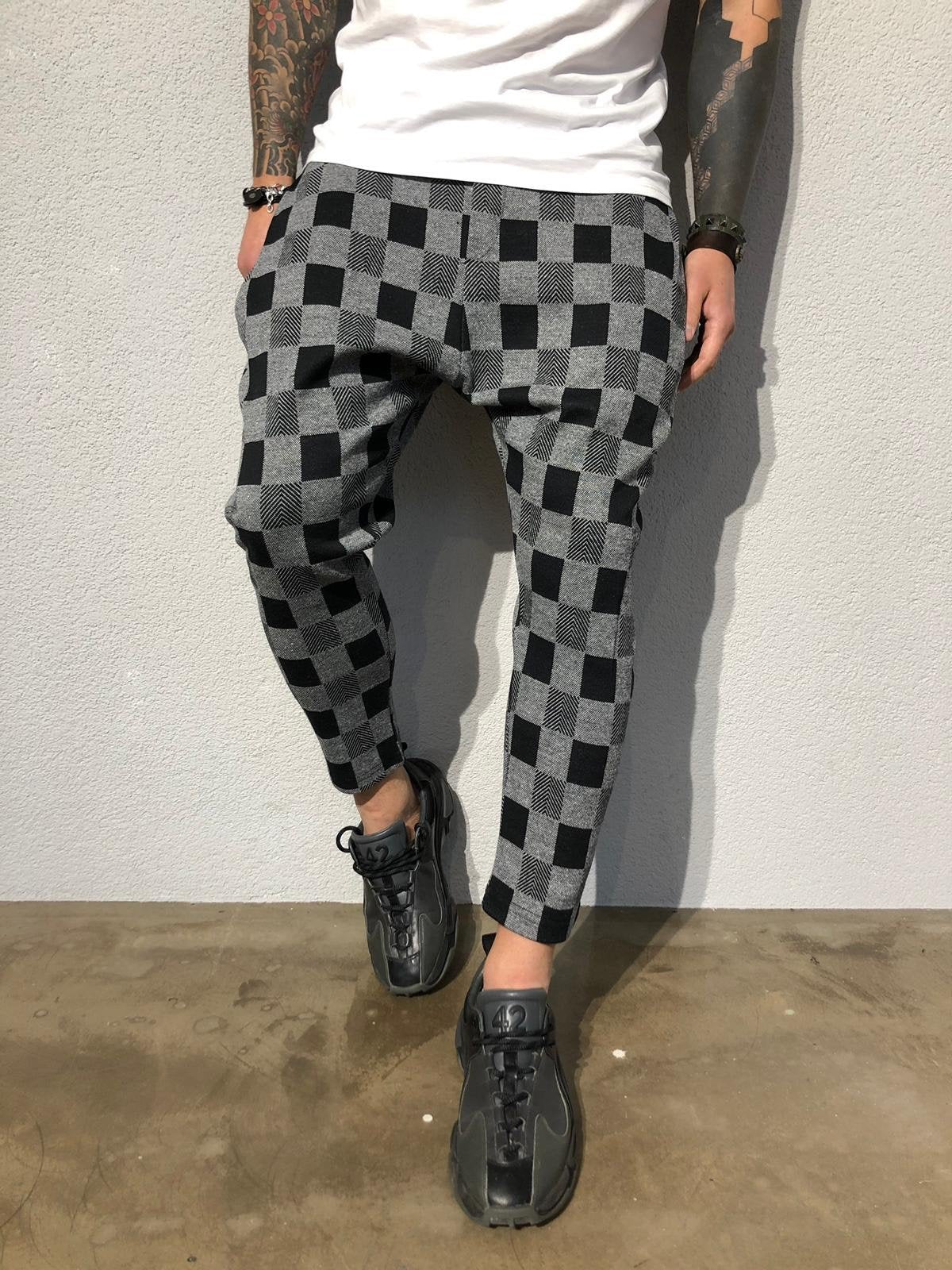 Gray Checkered Jogger Pant B356 Streetwear Jogger Pants - Sneakerjeans