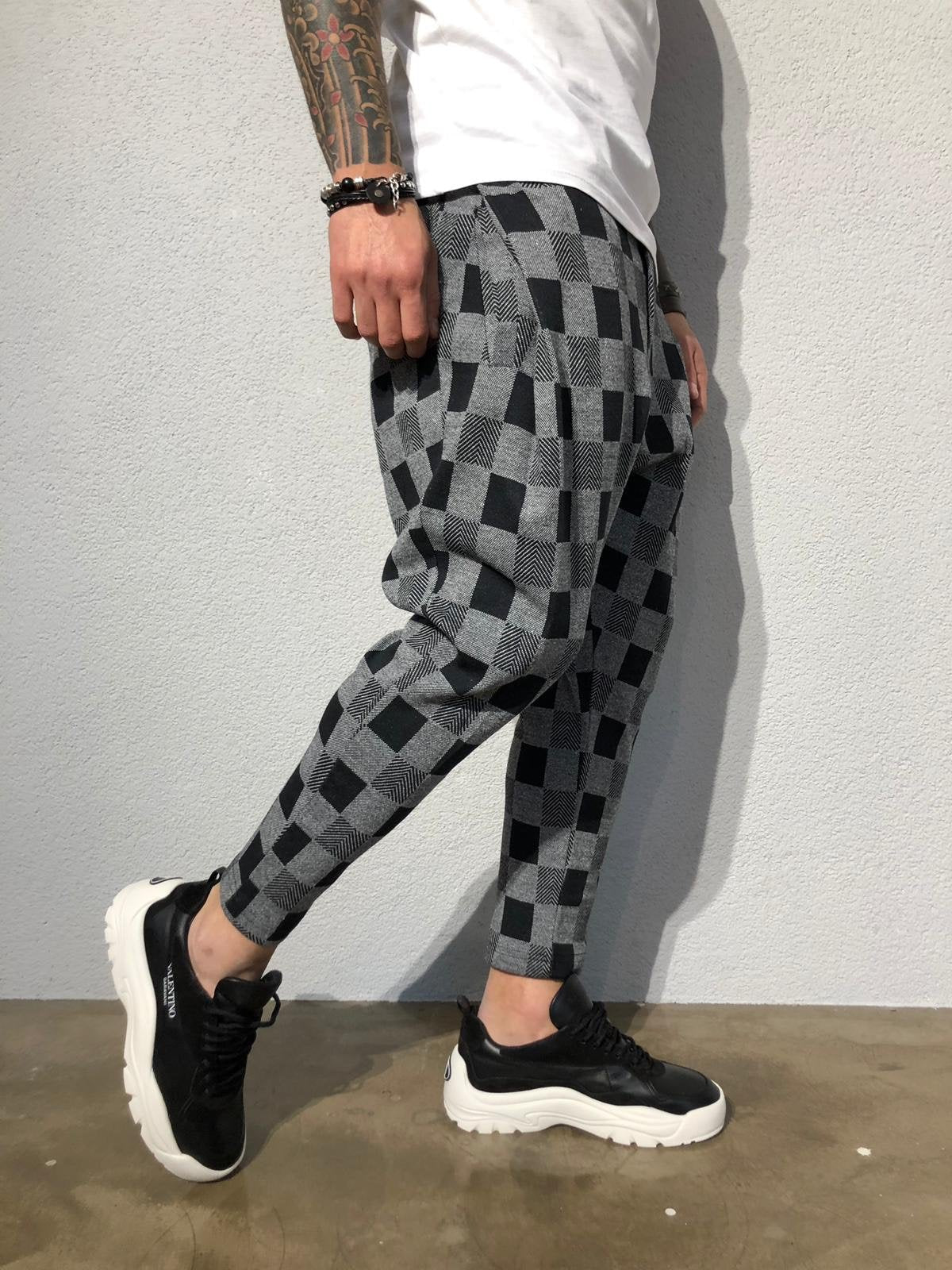 Gray Checkered Jogger Pant B356 Streetwear Jogger Pants - Sneakerjeans